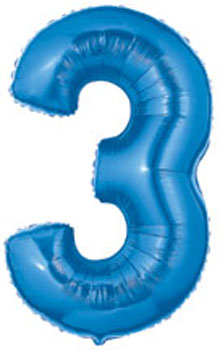 Number 3 Blue Mylar Balloon